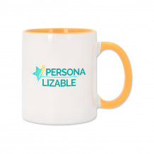 Taza de cerámica con interior y asa de color – Personalizable