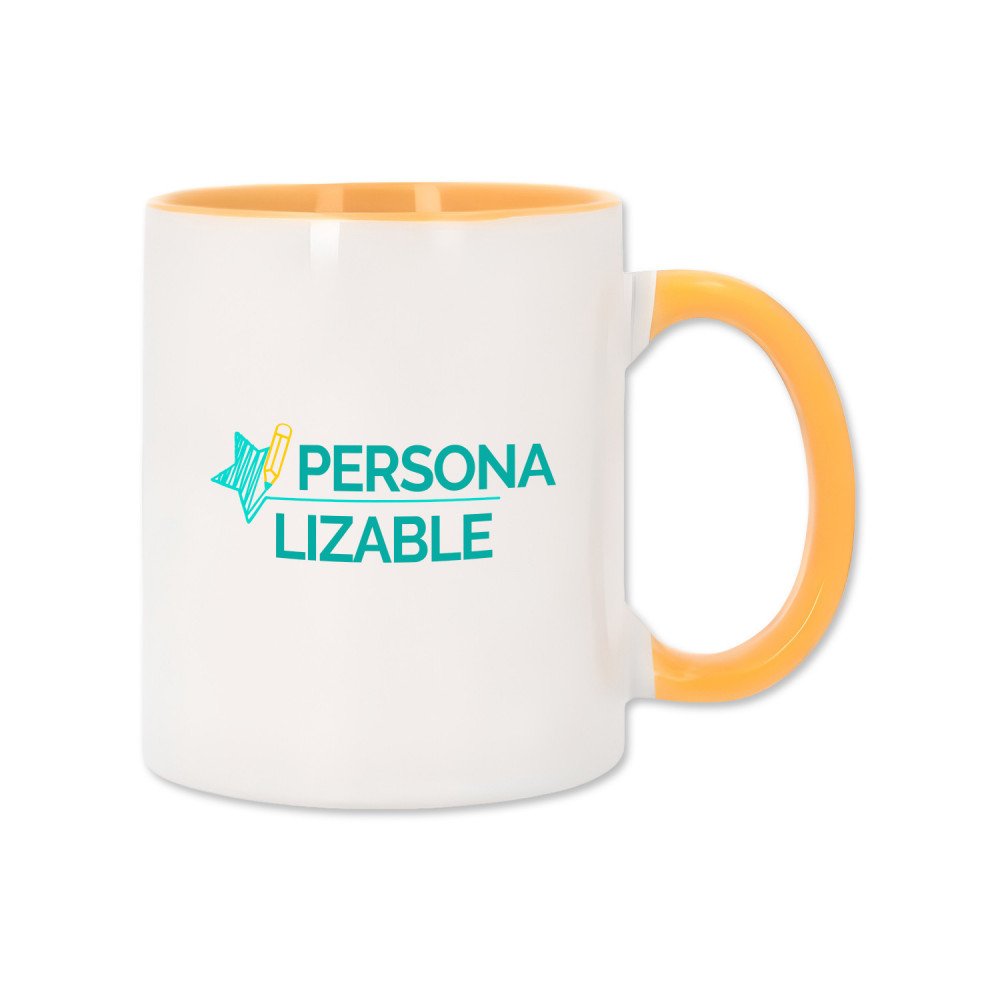 Taza de cerámica con interior y asa de color – Personalizable
