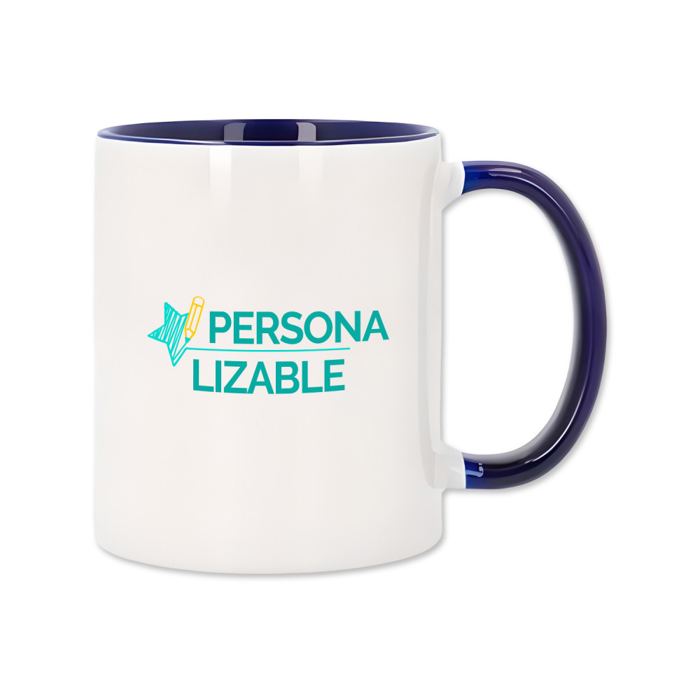 Taza de cerámica con interior y asa de color – Personalizable