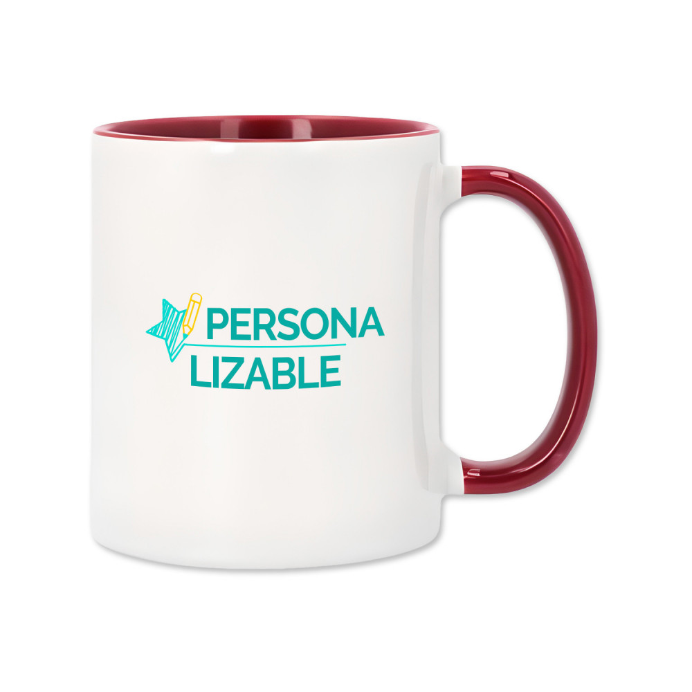 Taza de cerámica con interior y asa de color – Personalizable