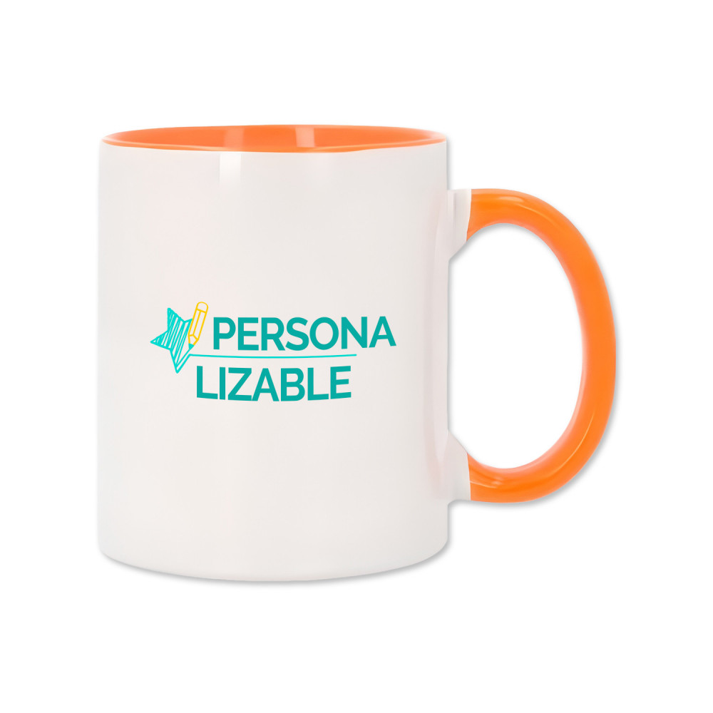 Taza de cerámica con interior y asa de color – Personalizable
