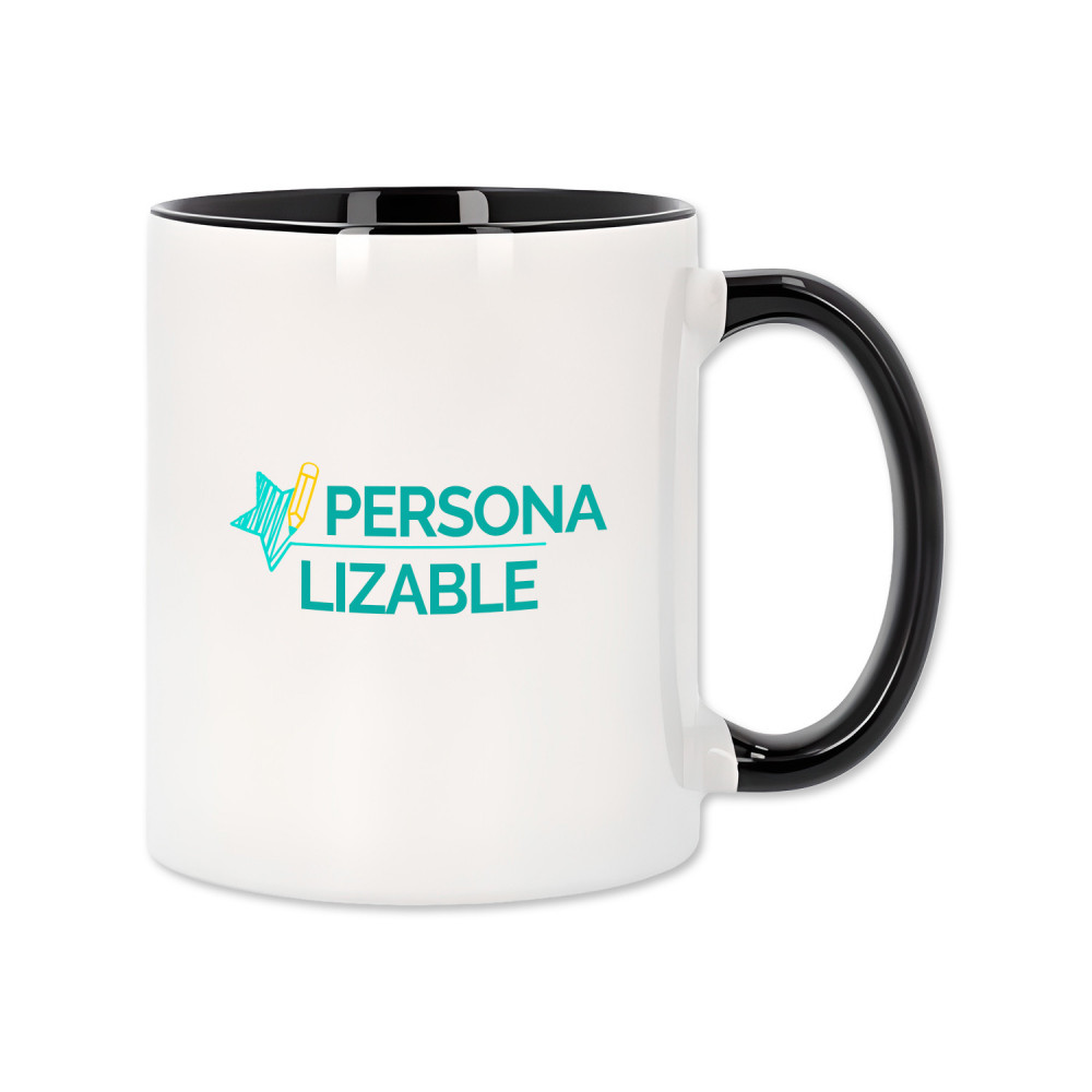 Taza de cerámica con interior y asa de color – Personalizable