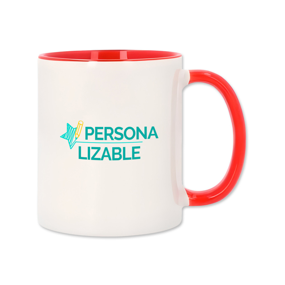 Taza de cerámica con interior y asa de color – Personalizable