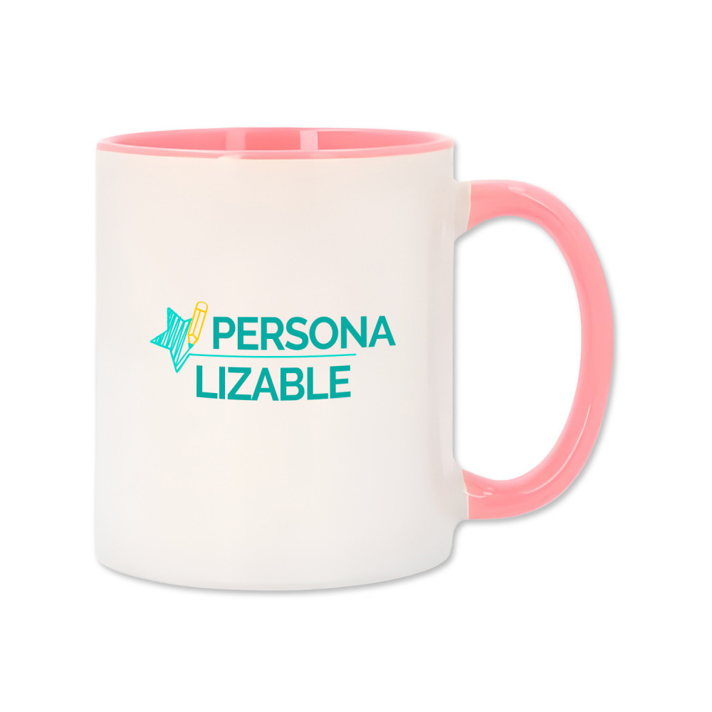 Taza de cerámica con interior y asa de color – Personalizable