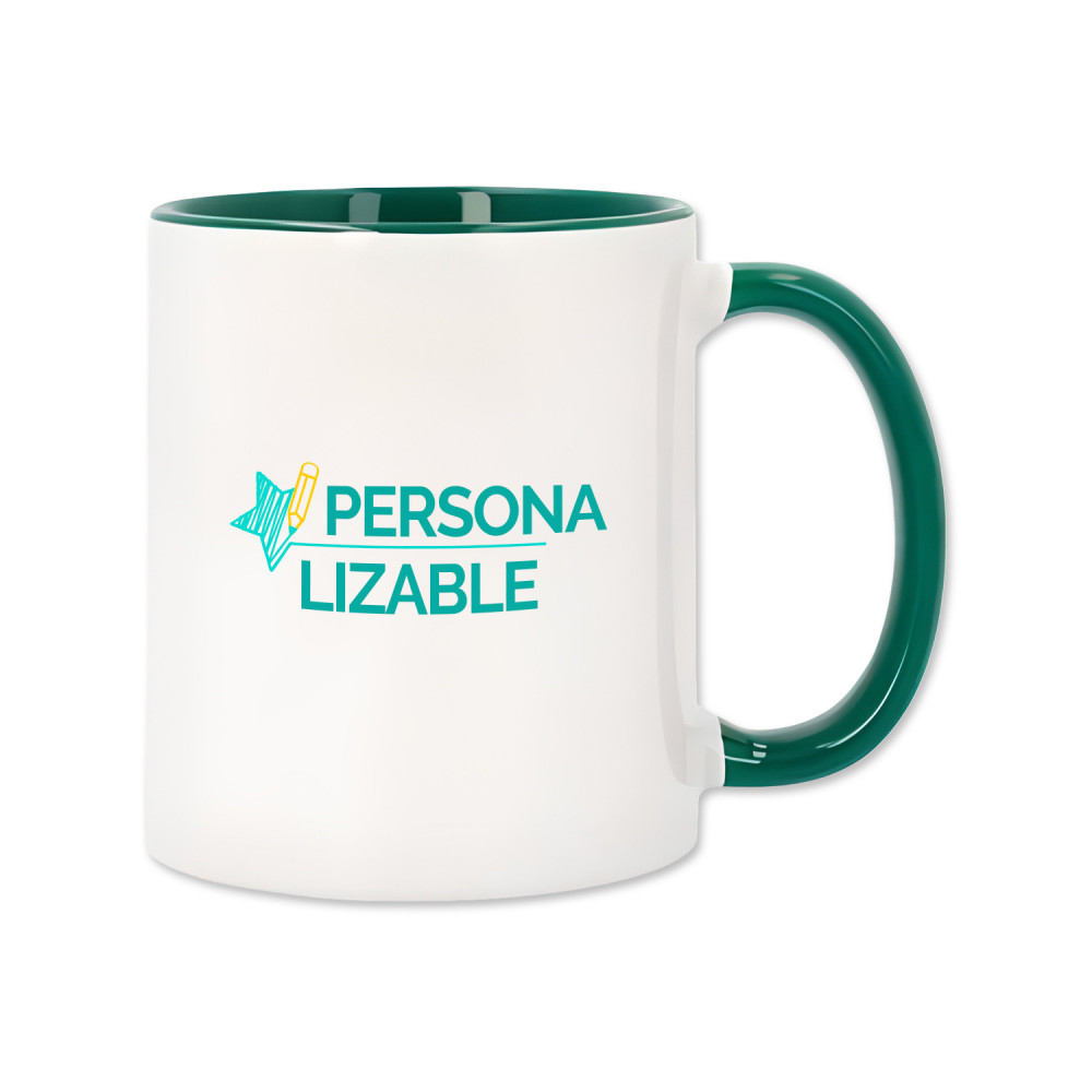 Taza de cerámica con interior y asa de color – Personalizable