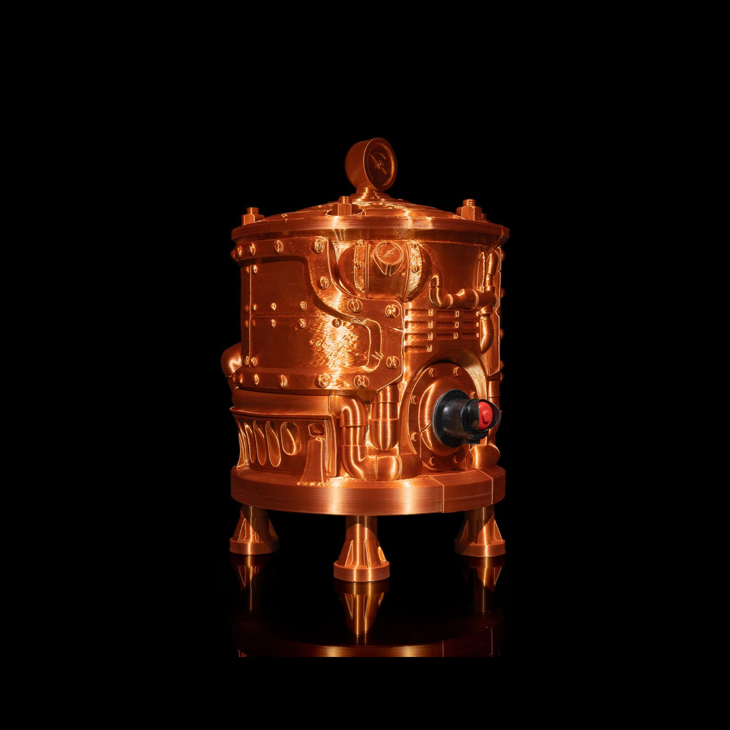 Dispensador para bolsa de vino con diseño de motor steampunk
