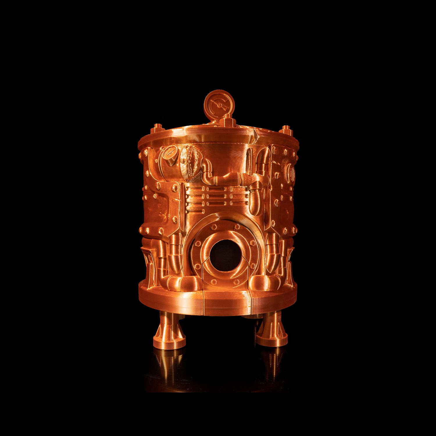 Dispensador para bolsa de vino con diseño de motor steampunk