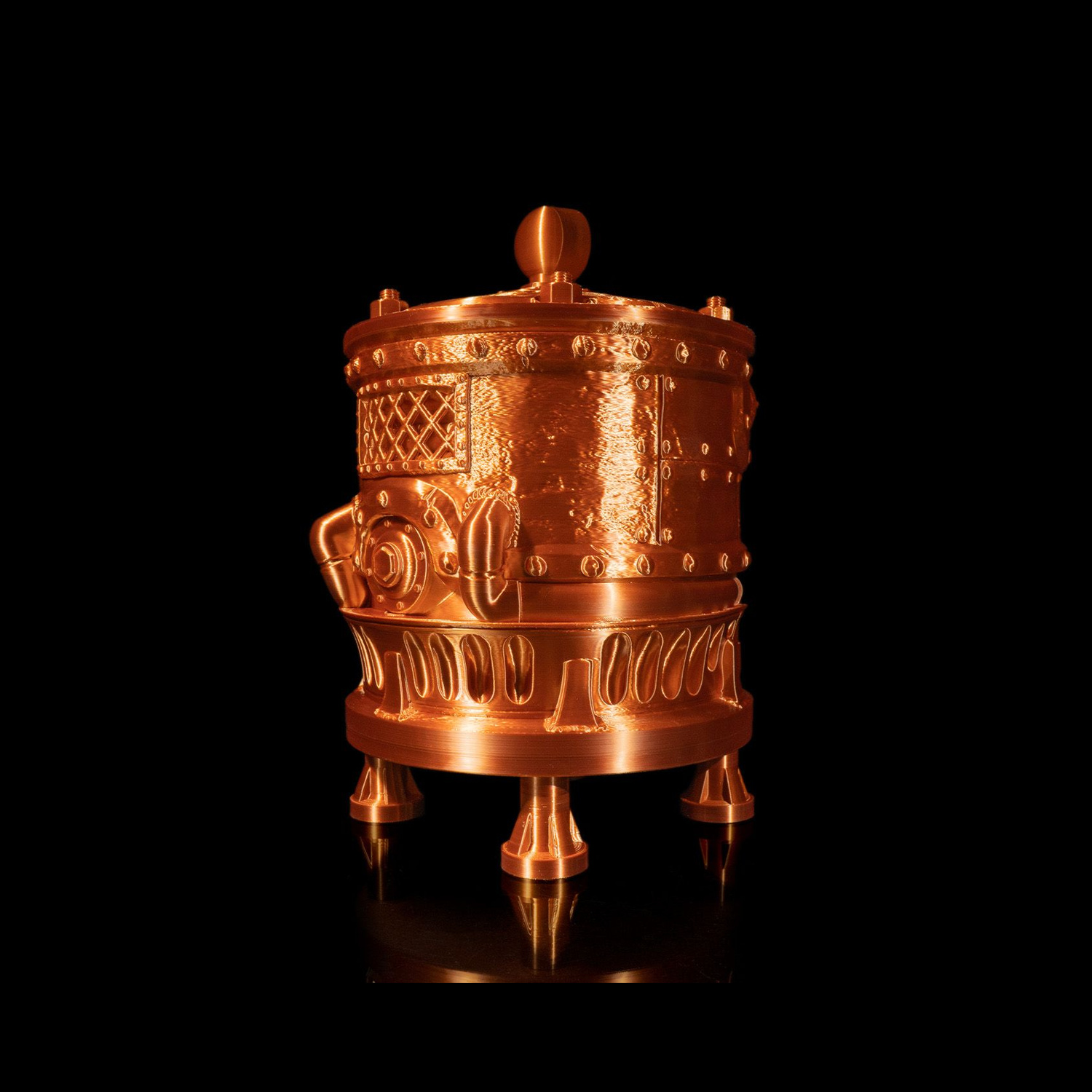 Dispensador para bolsa de vino con diseño de motor steampunk