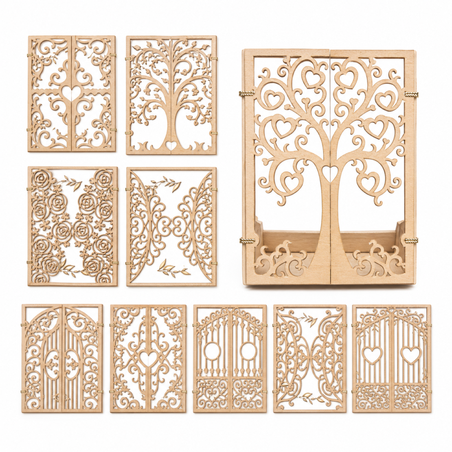 Colección de soportes para invitaciones de boda en corte láser