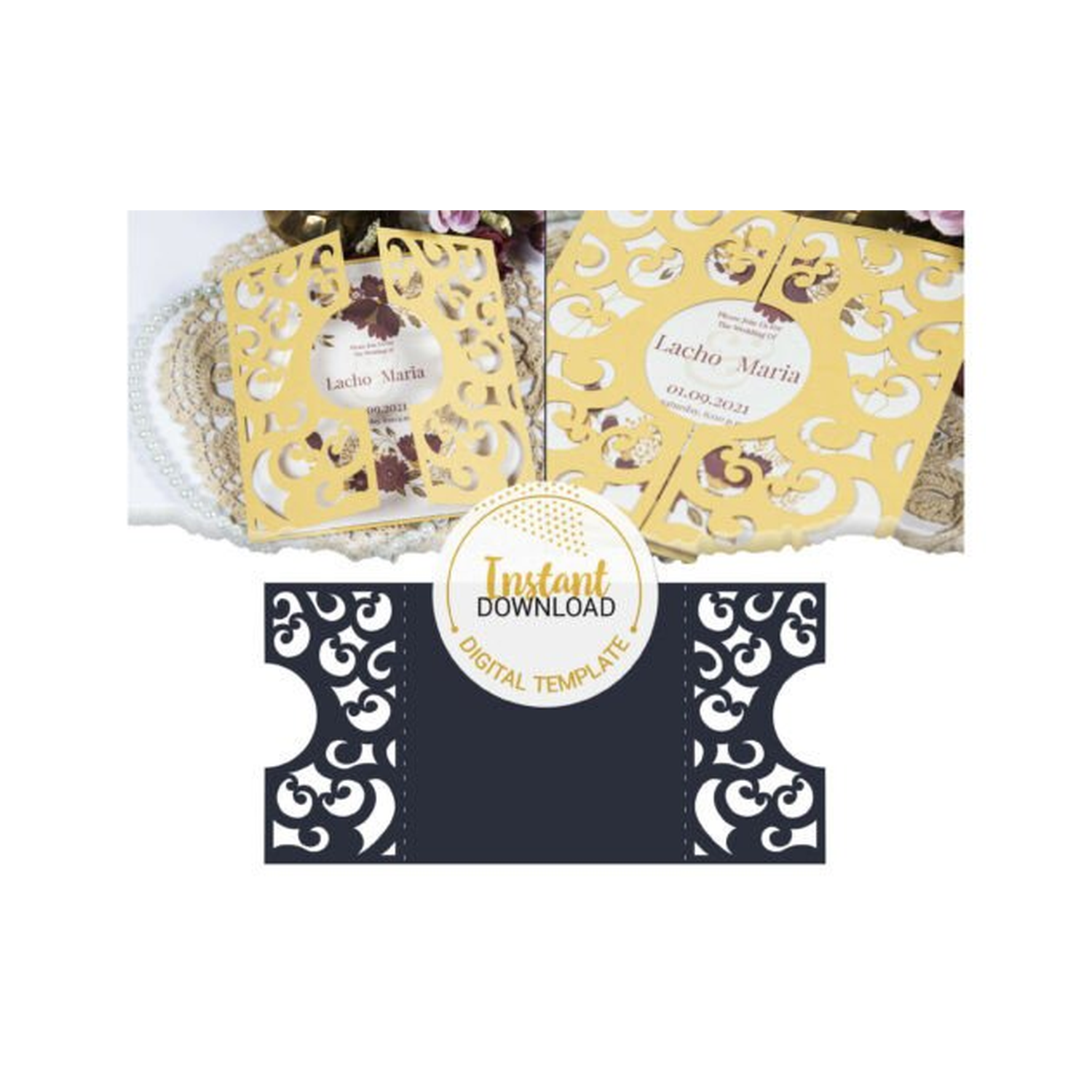 Invitación de boda ornamental elegante