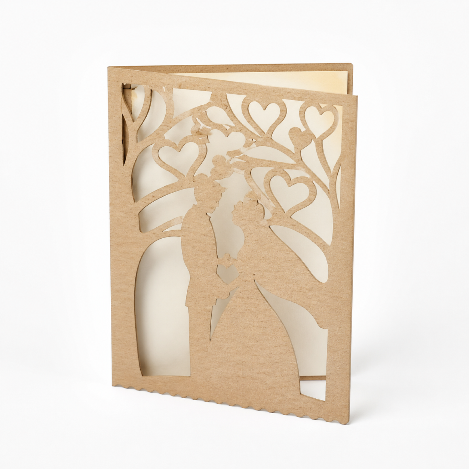 Invitación de boda con árbol de corazones