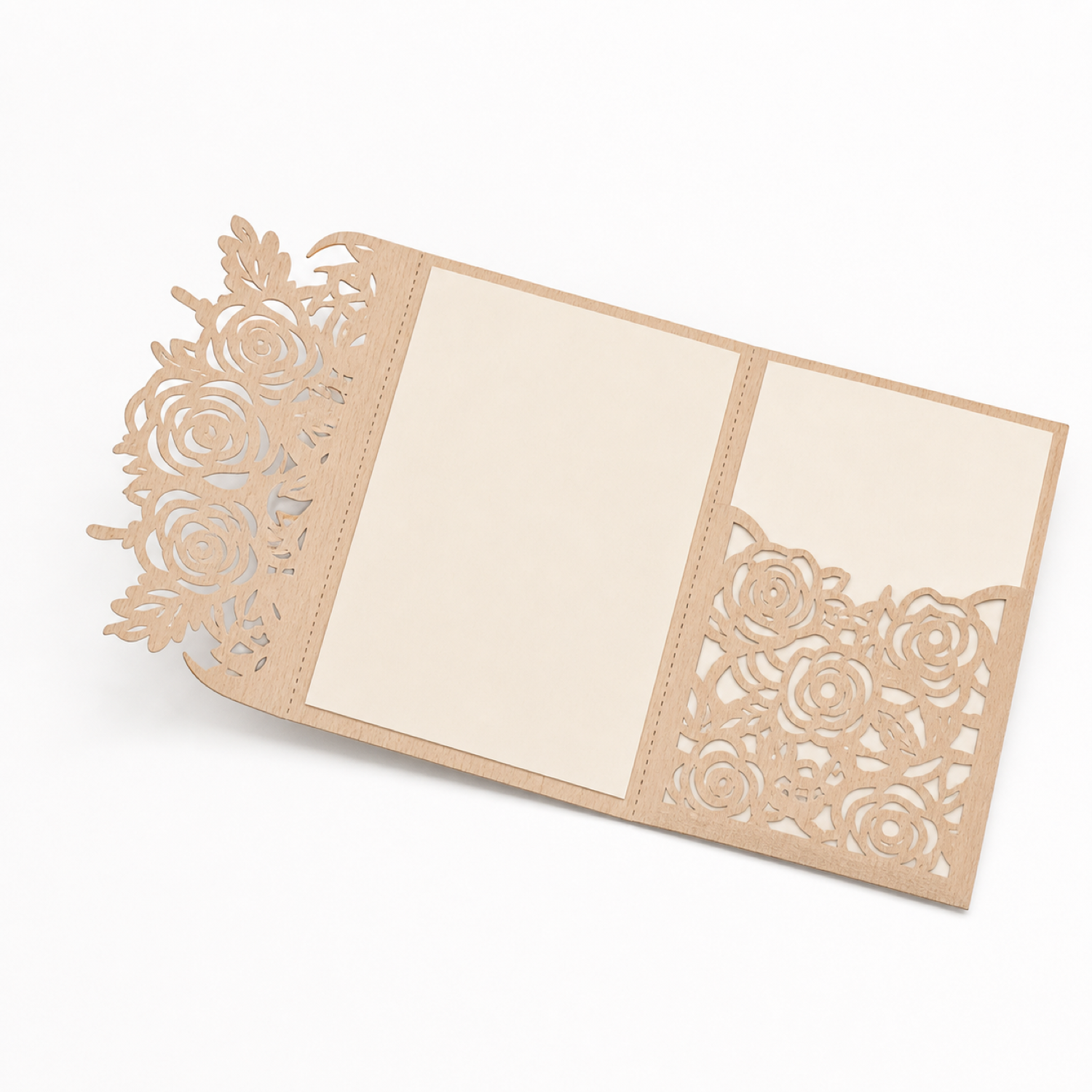 Invitación de boda recortada con rosa