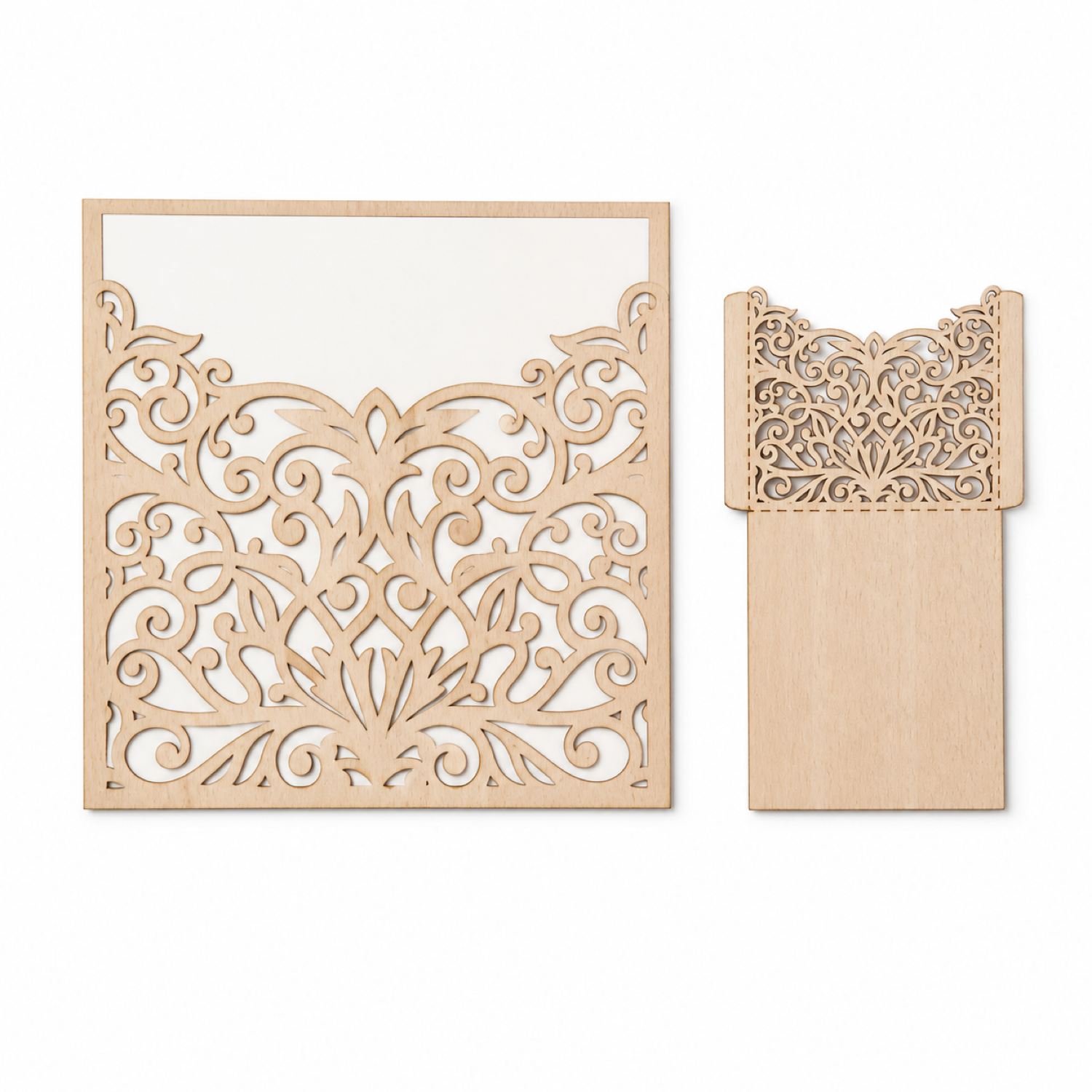 Invitación de boda con sobre bolsillo de encaje