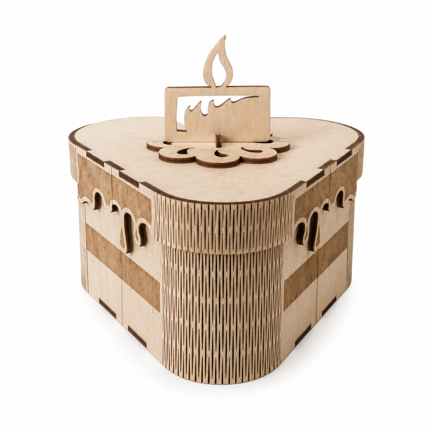 Caja de regalo con forma de tarta y velas