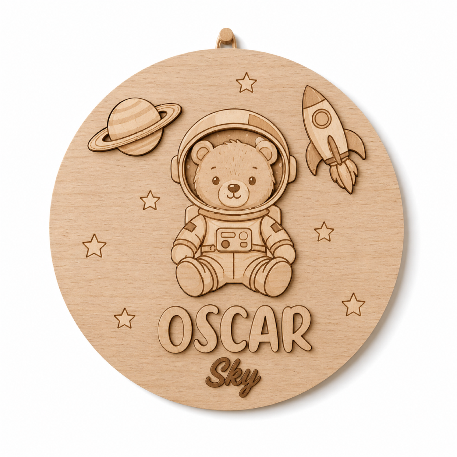 Letrero espacial personalizado con oso