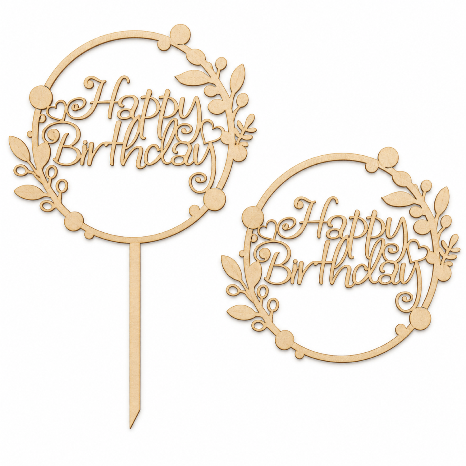 Happy Birthday Cake Topper Svg, Wreath