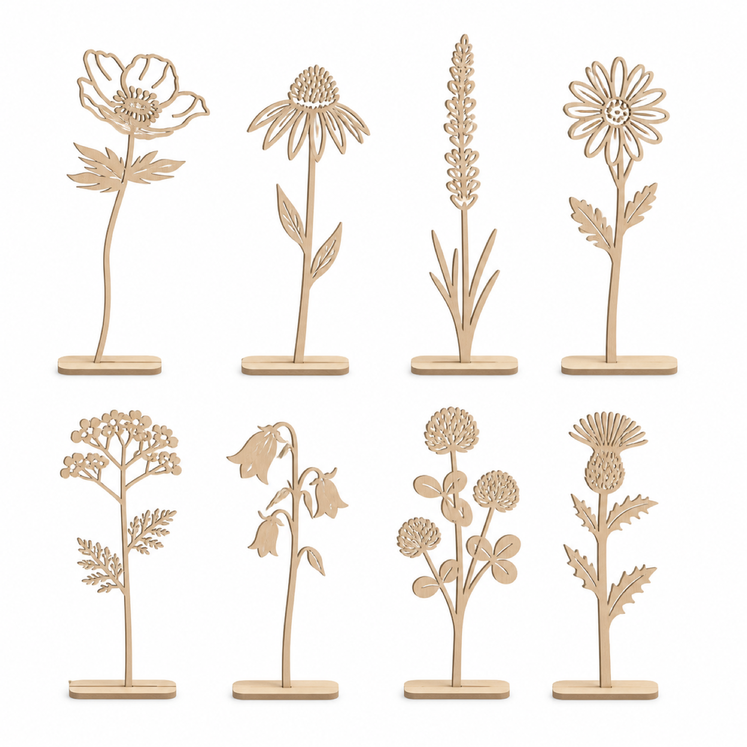 Set de flores silvestres de madera para decoración