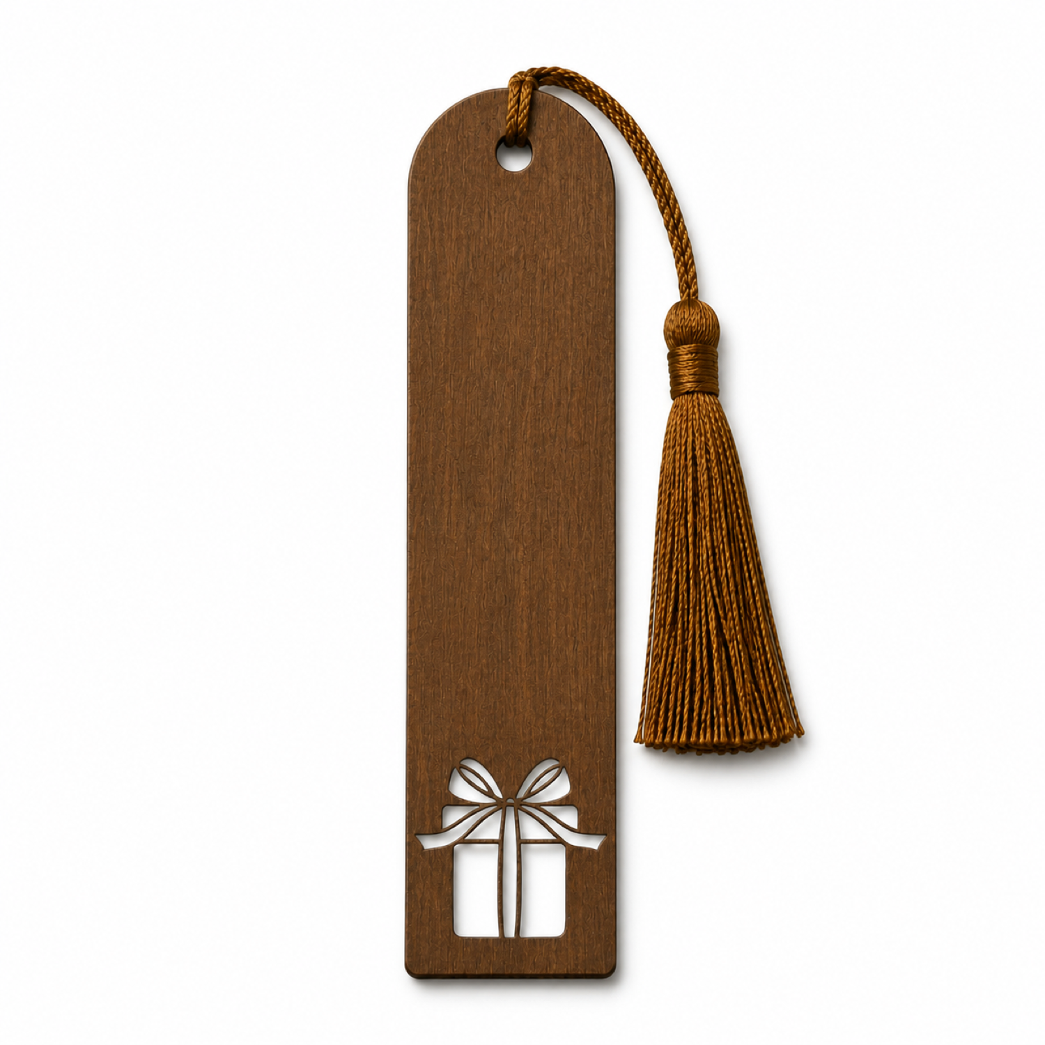 Marcapáginas de madera con forma de regalo