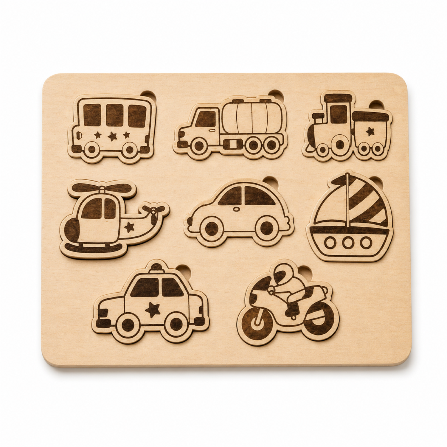 Puzzle infantil de madera con vehículos