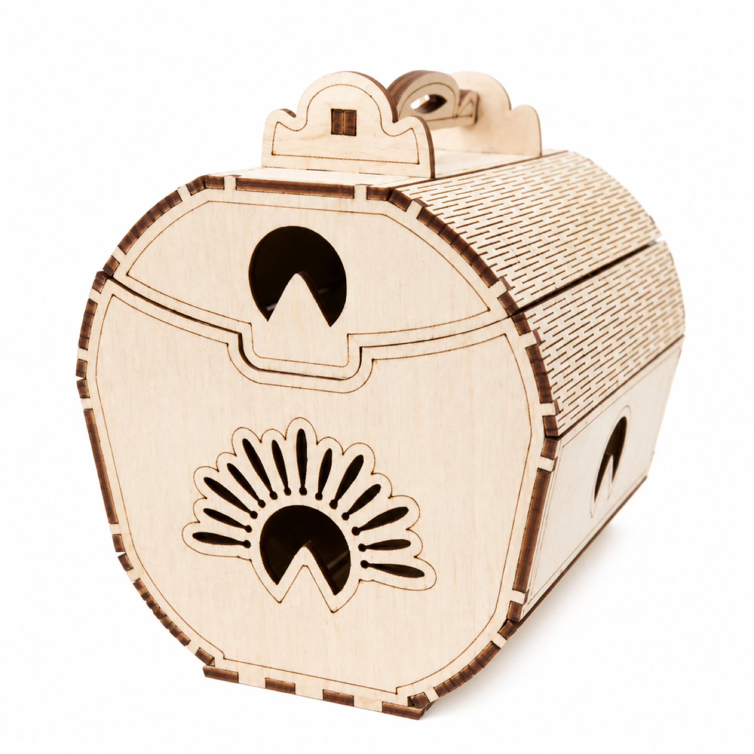 Caja joyero de madera con diseño solar