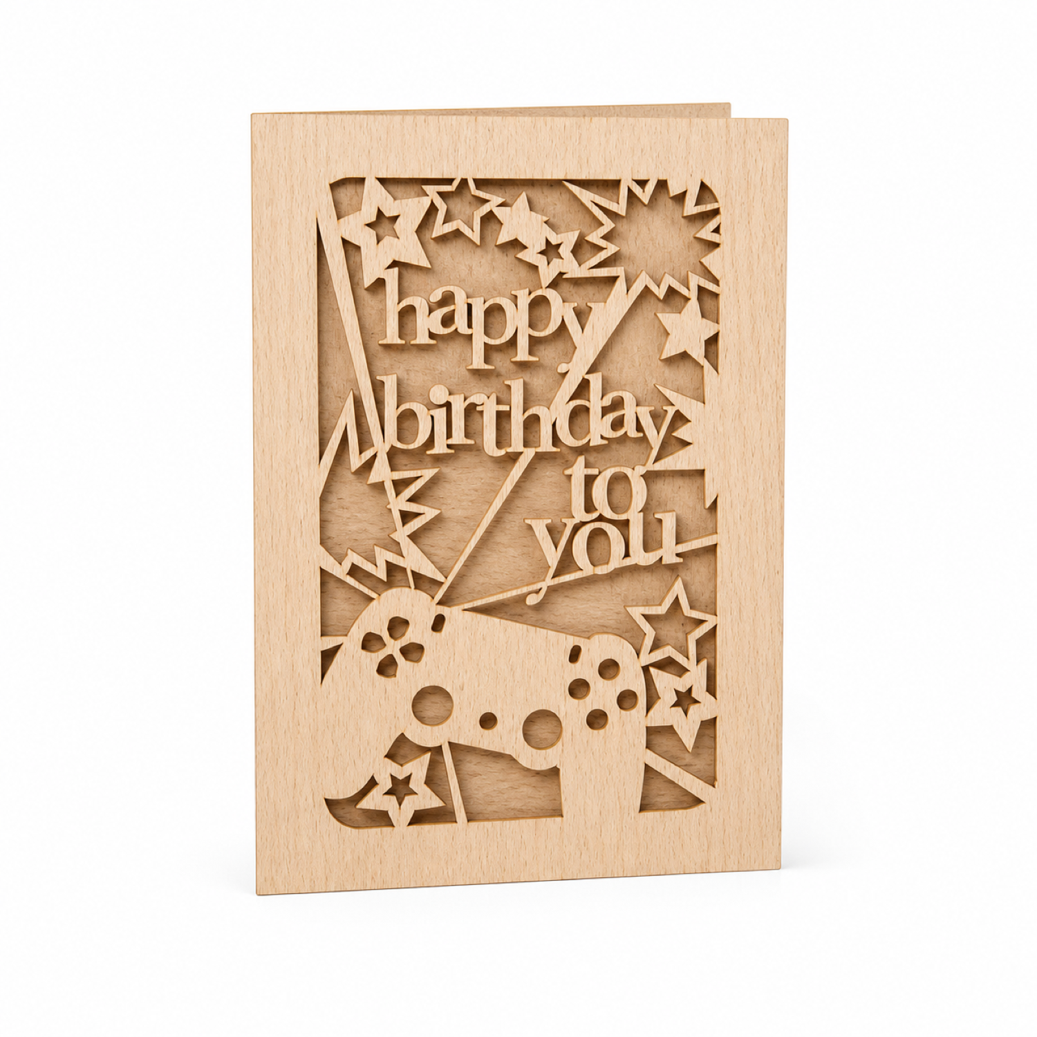 Tarjeta de cumpleaños gamer con calado