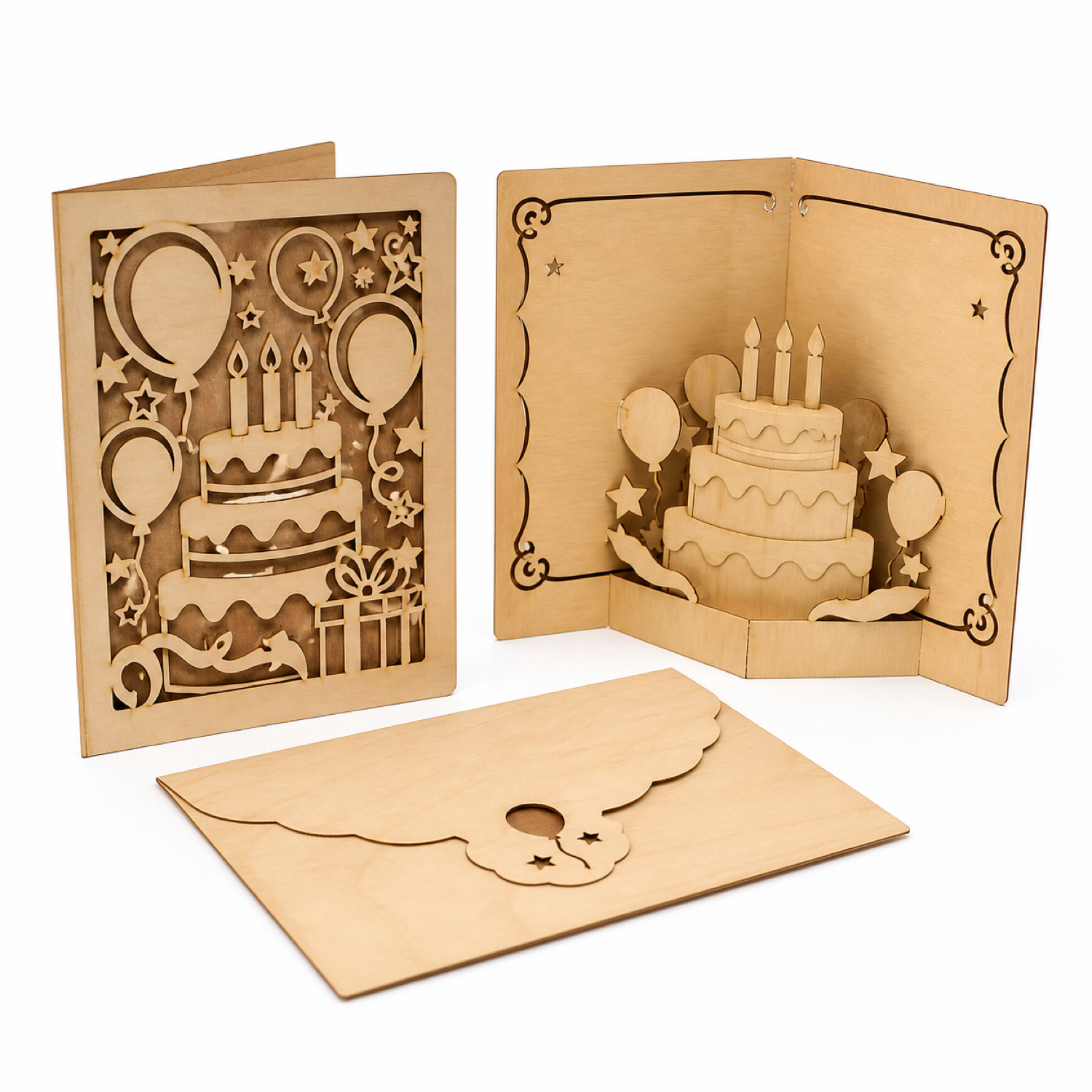Conjunto de tarjetas de cumpleaños personalizadas con calado
