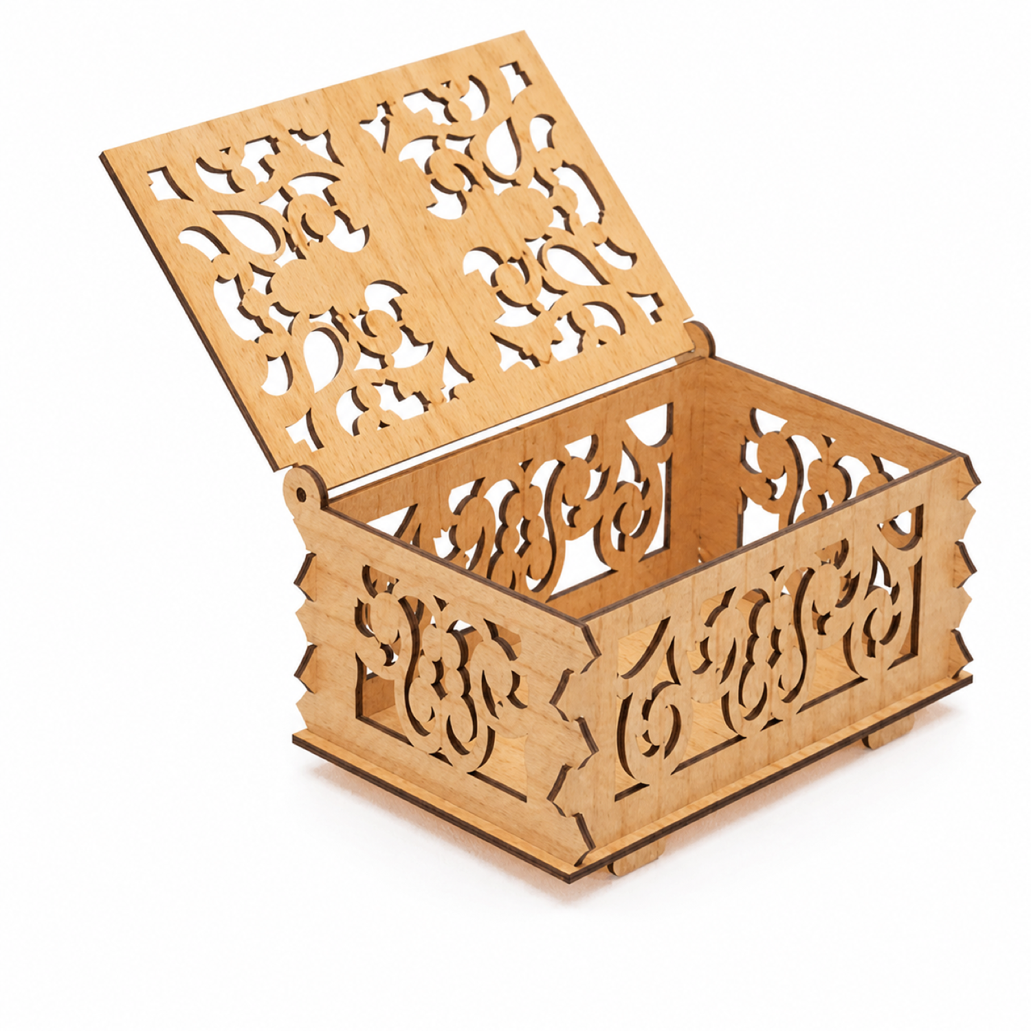 Caja decorativa de madera calada