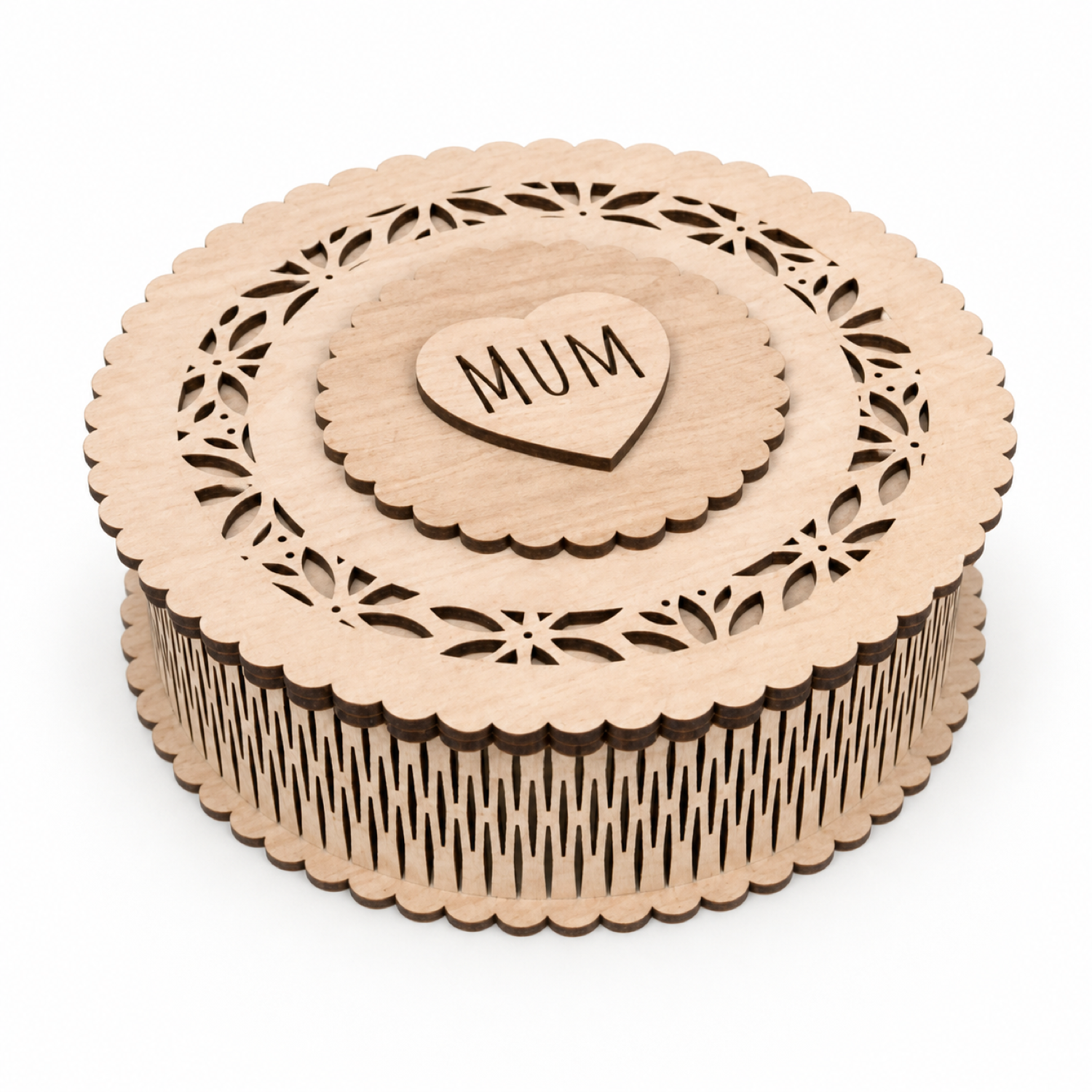 Caja floral de madera con corte láser