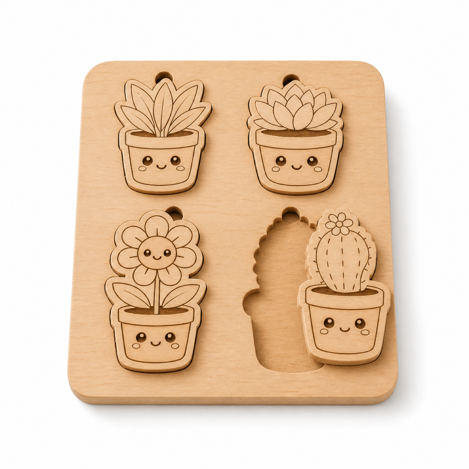Wooden Cute Plant Garden Puzzle SVG File