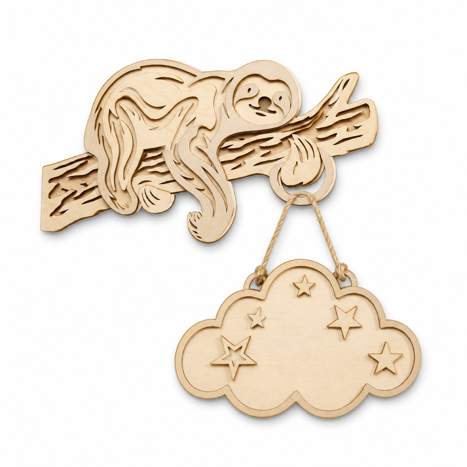3D Sloth Nursery Name Sign Laser Cut