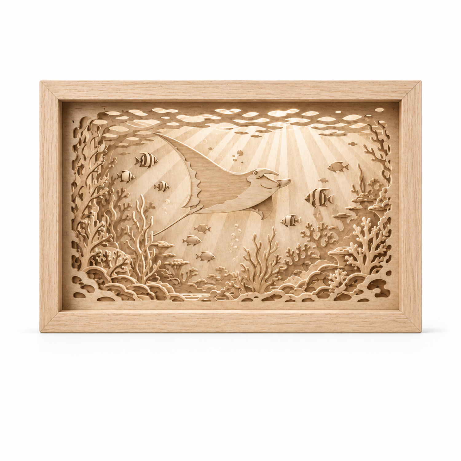 Manta Ray Laser Cut Shadow Box