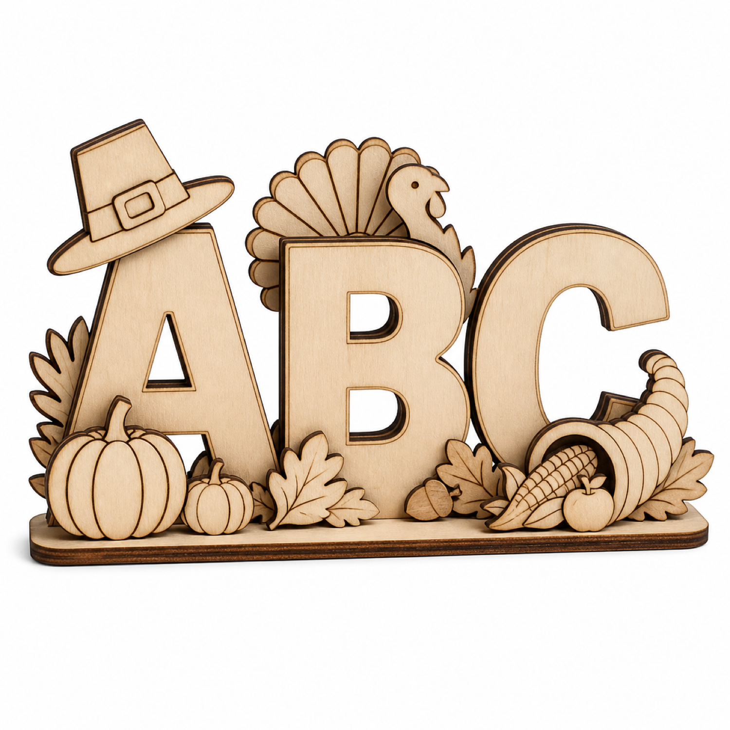 Thanksgiving Thankful Alphabet 3D SVG