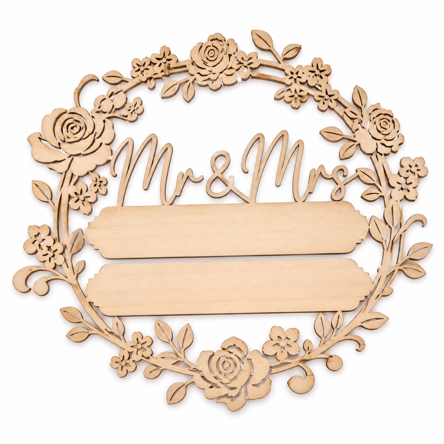 Flower Wreath Mr and Mrs Name Sign SVG