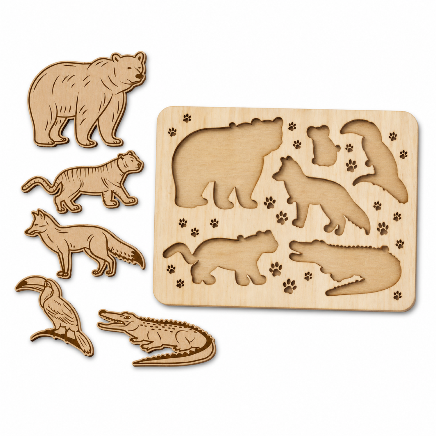 Kids Animals Puzzle Laser Cut SVG