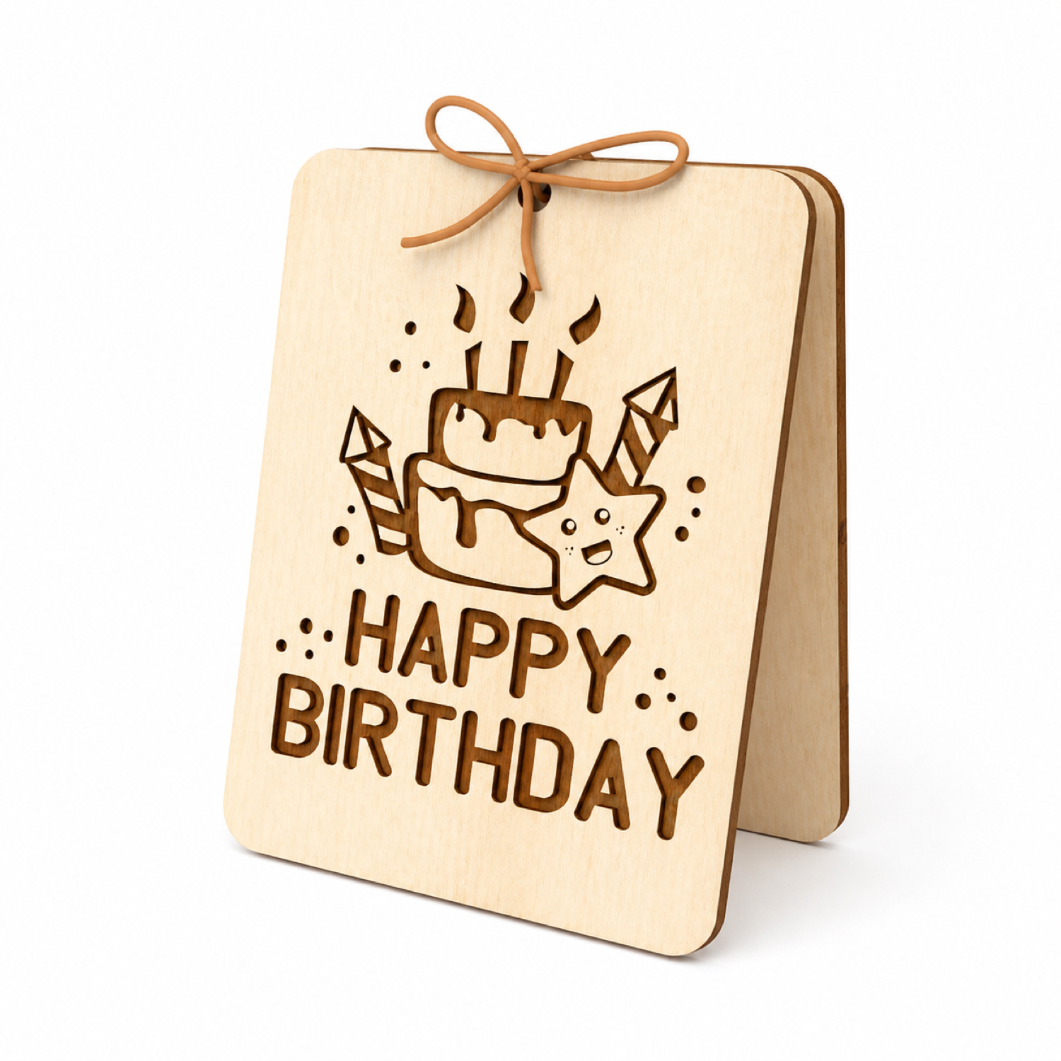 Happy Birthday Wooden Card Laser Cut