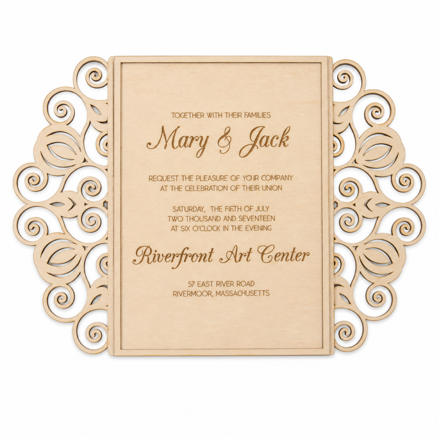 Laser Cut Wedding Invite SVG with Swirls