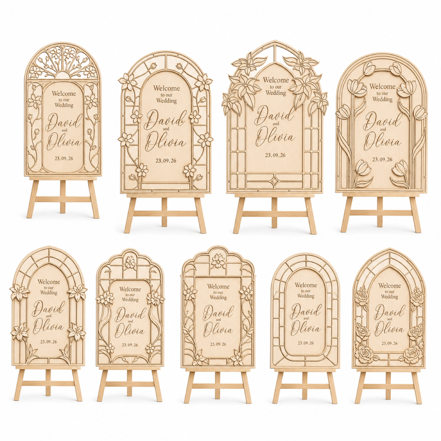 Stained Glass Wedding Welcome Signs Set