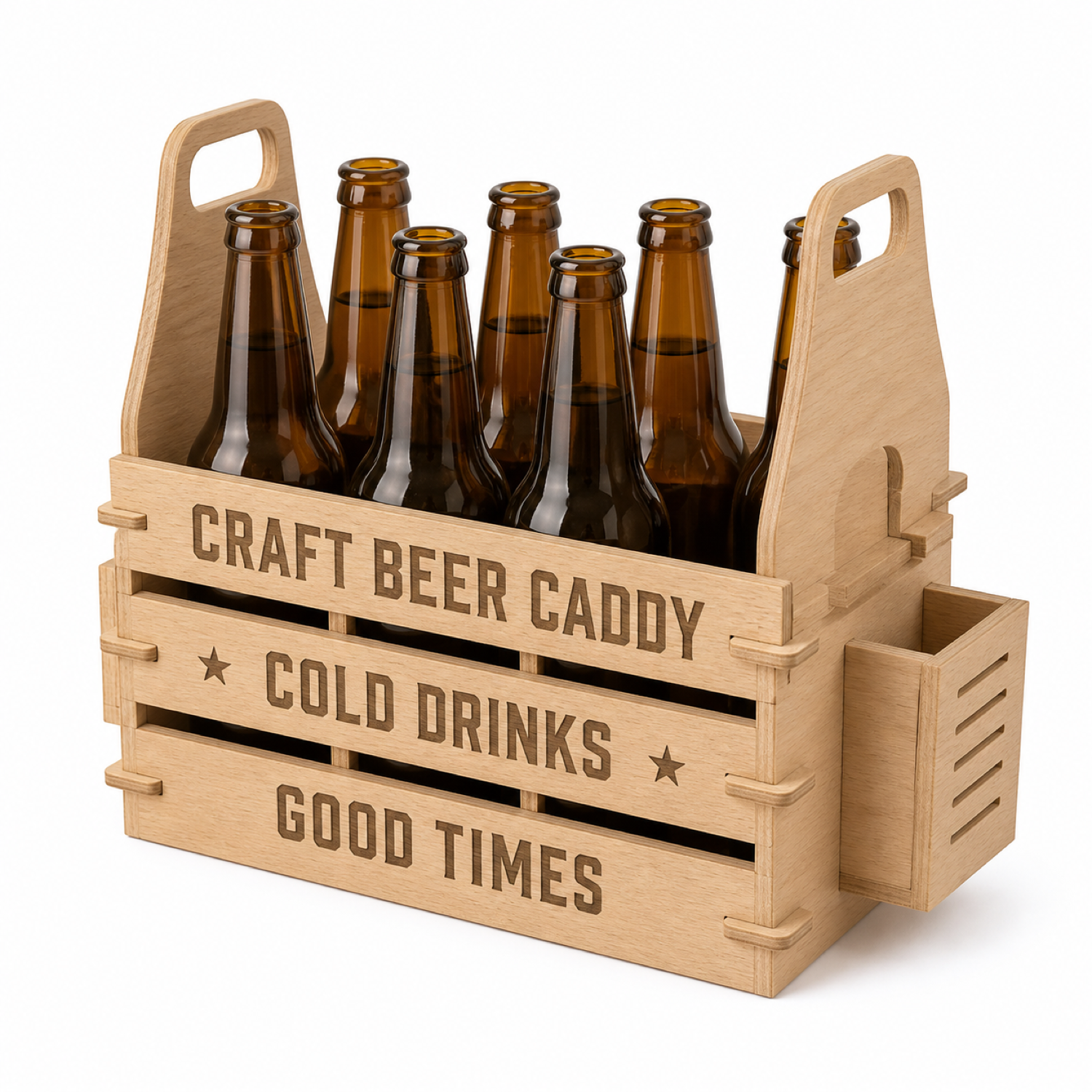 Wooden Beer Bottle Caddy Laser Cut | CNC