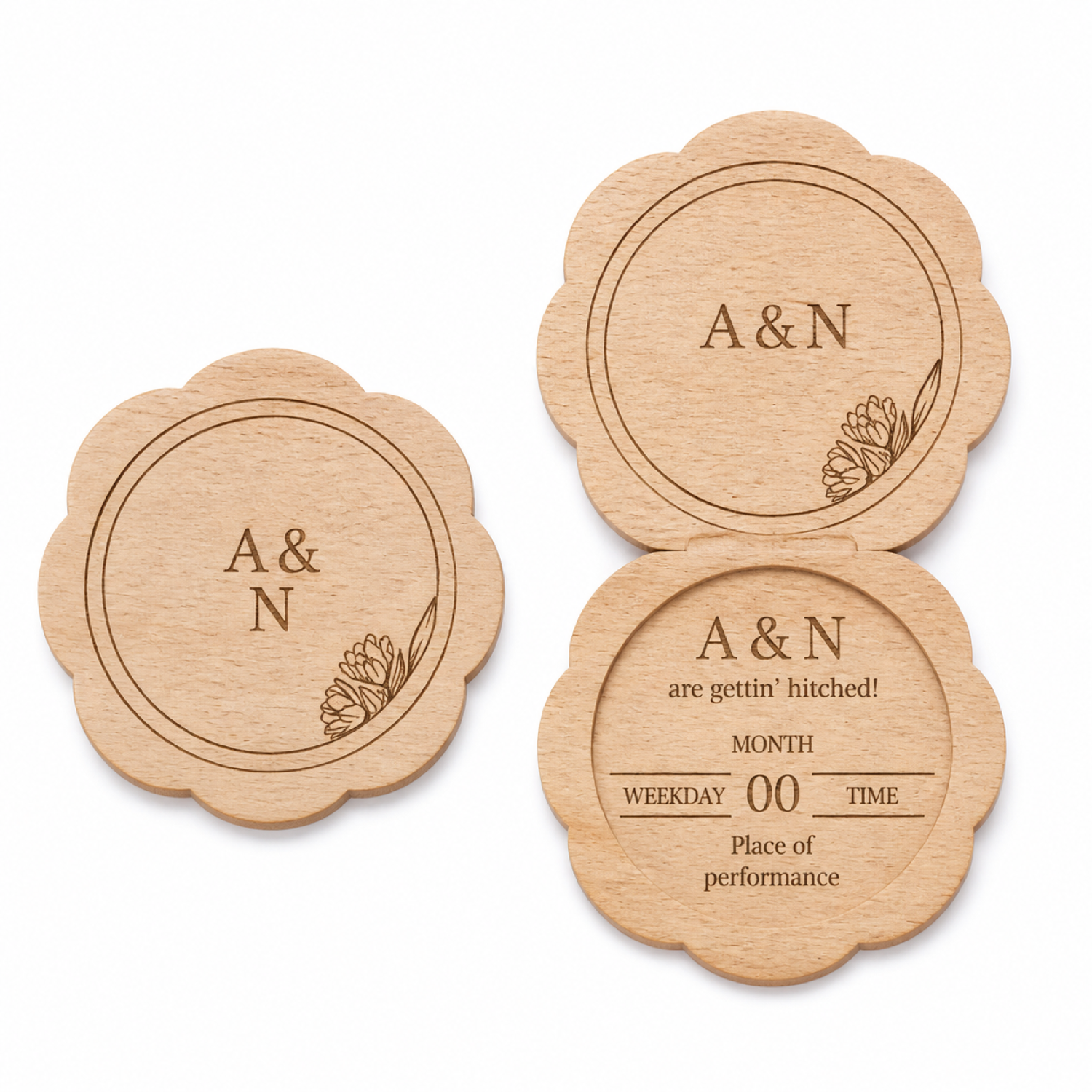 Wooden Wedding Invitation Laser Cut