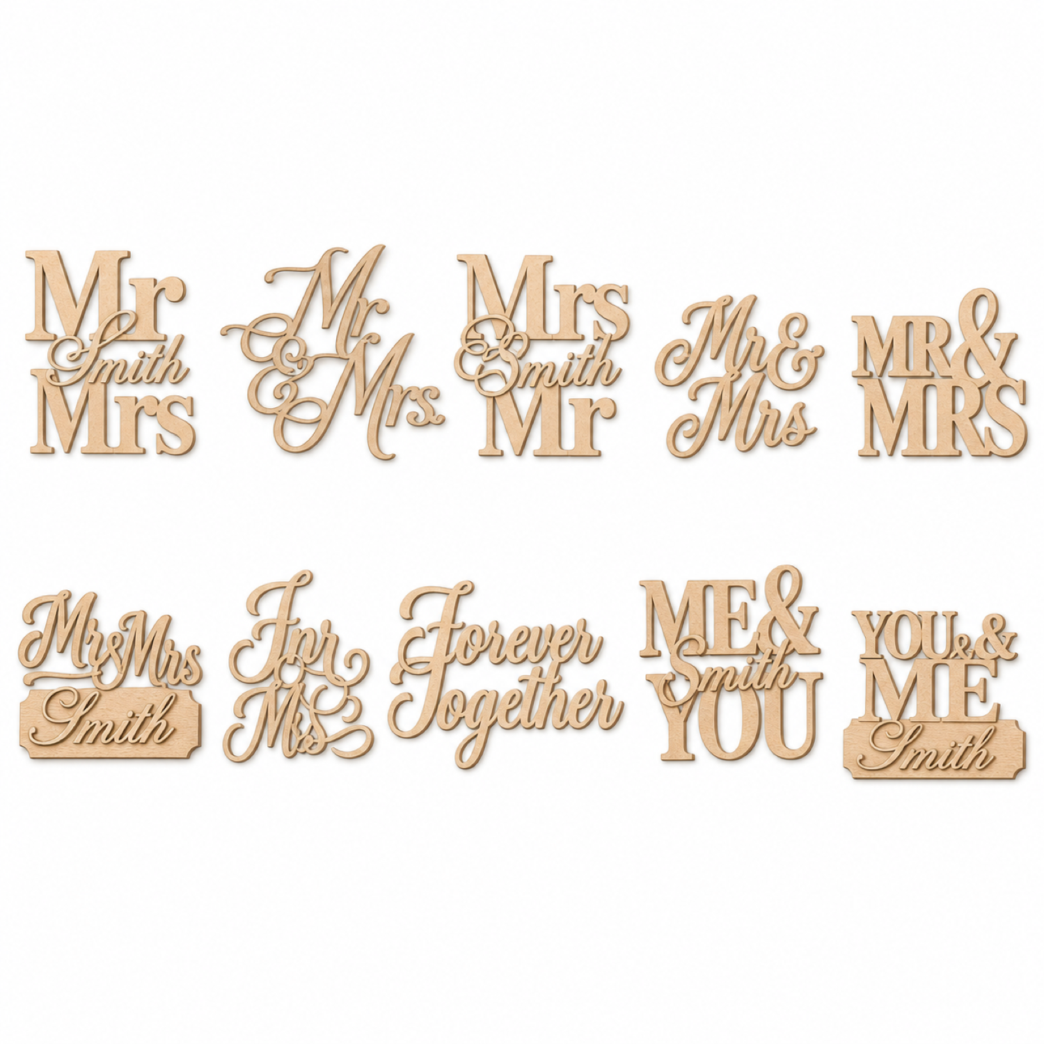 Wooden Wedding Decors Bundle Laser Cut
