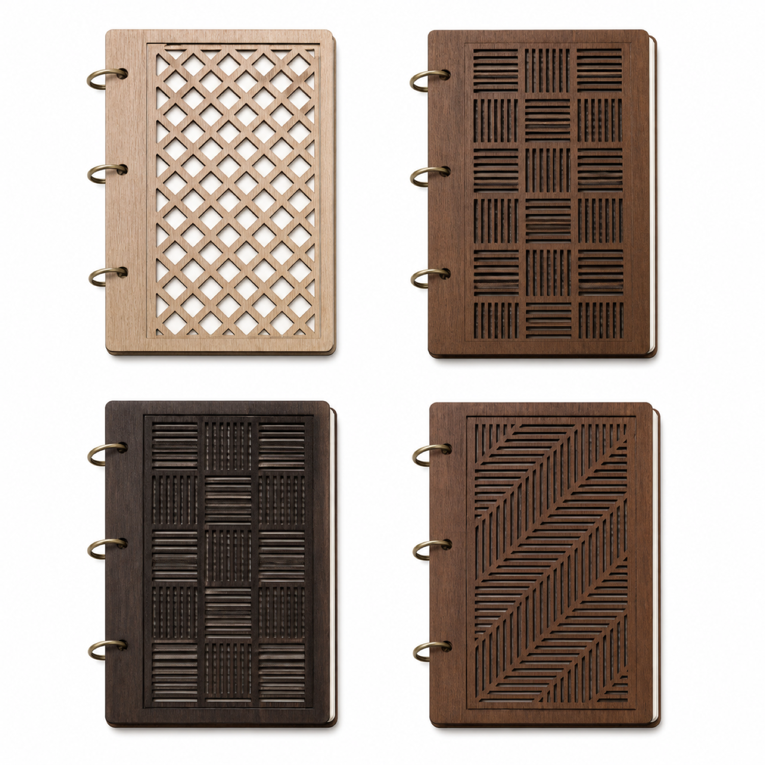 4 Laser Cut A5 Wooden Notebook Covers