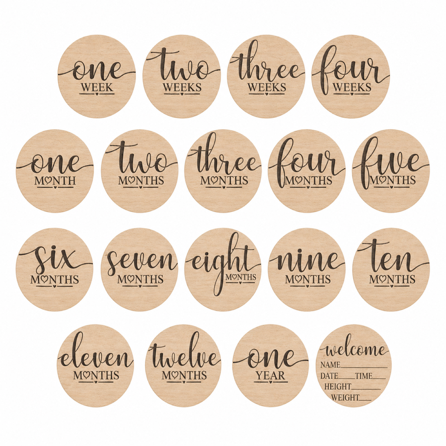 Laser Cut Baby Monthly Milestone Discs