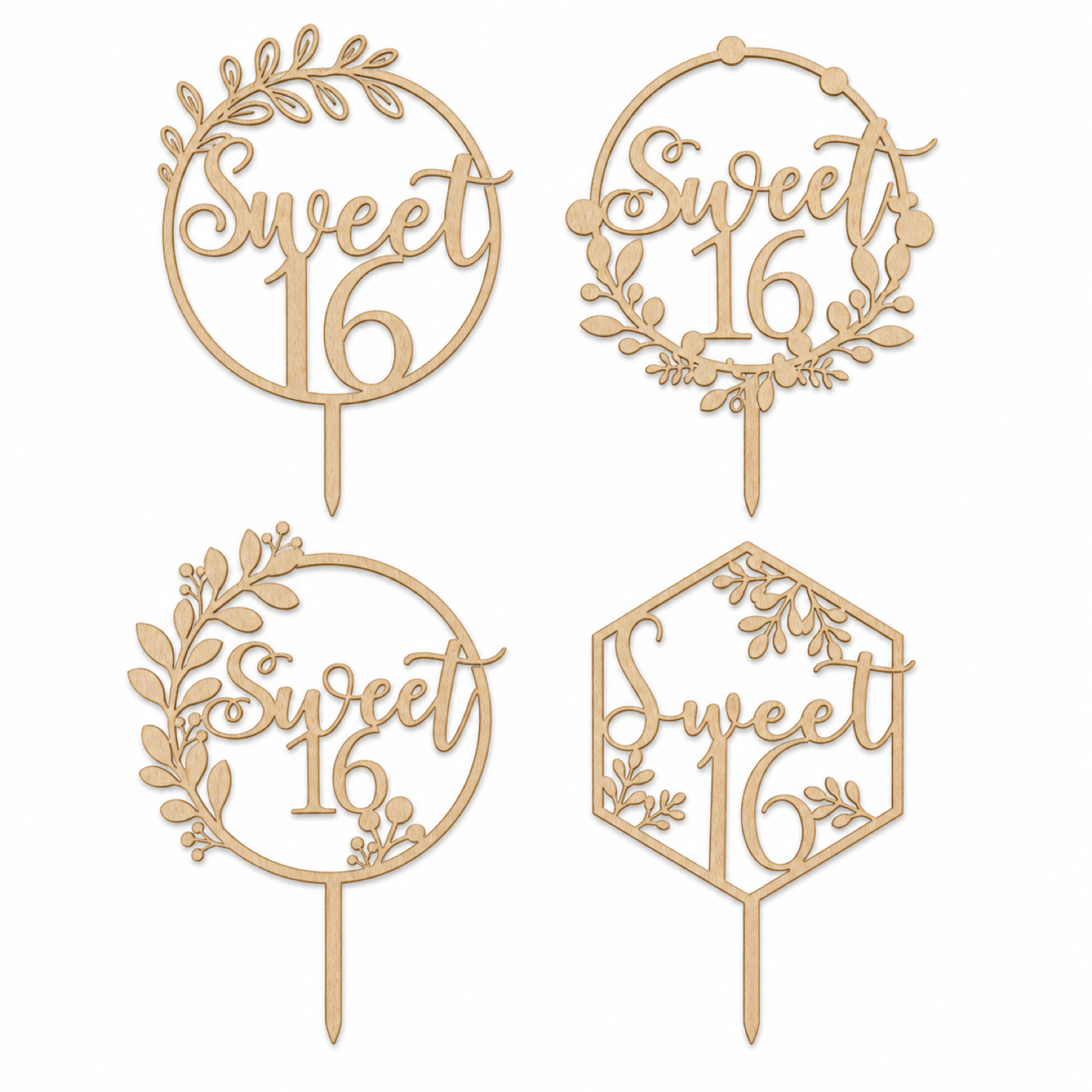 Sweet 16 Cake Topper, Happy Birthday Svg