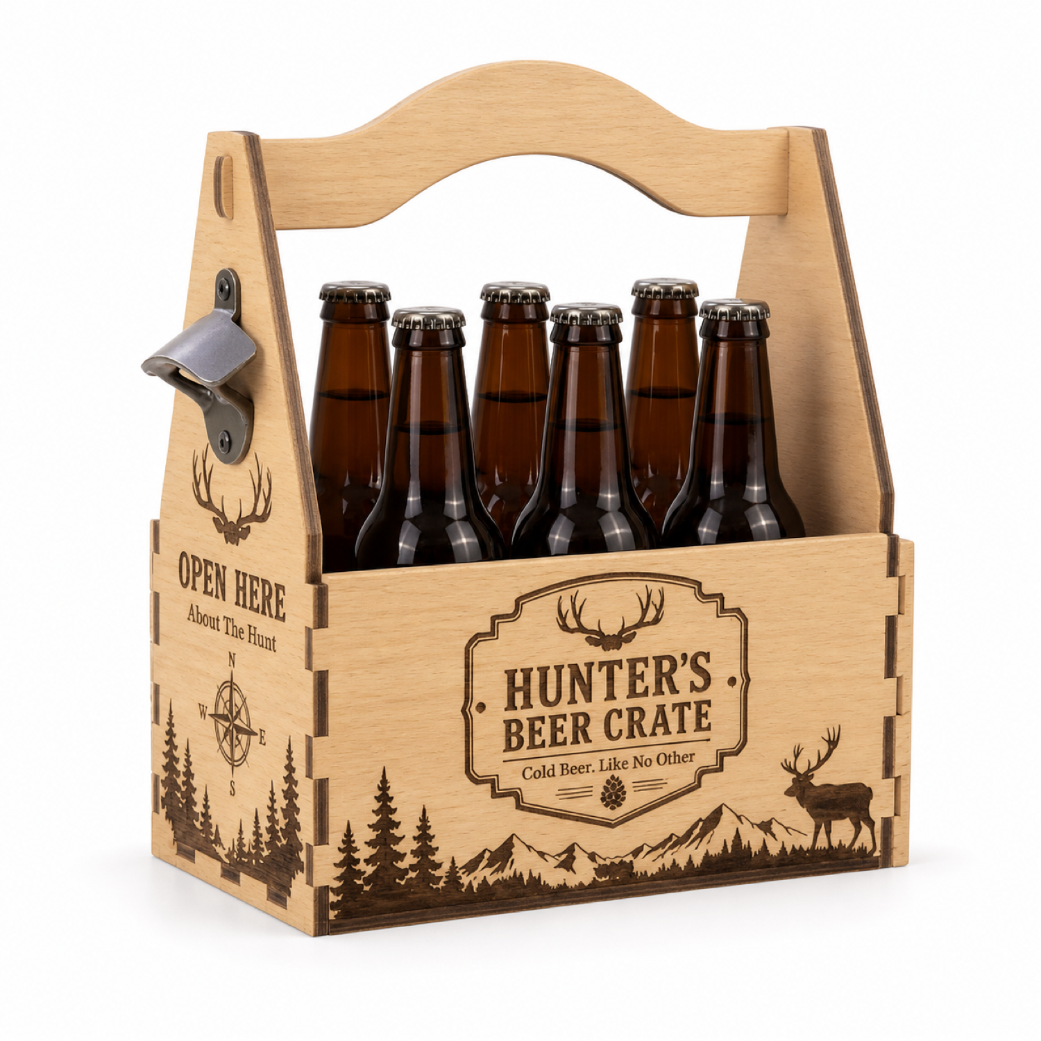 Wooden Beer Bottle Caddy Laser Cut | CNC