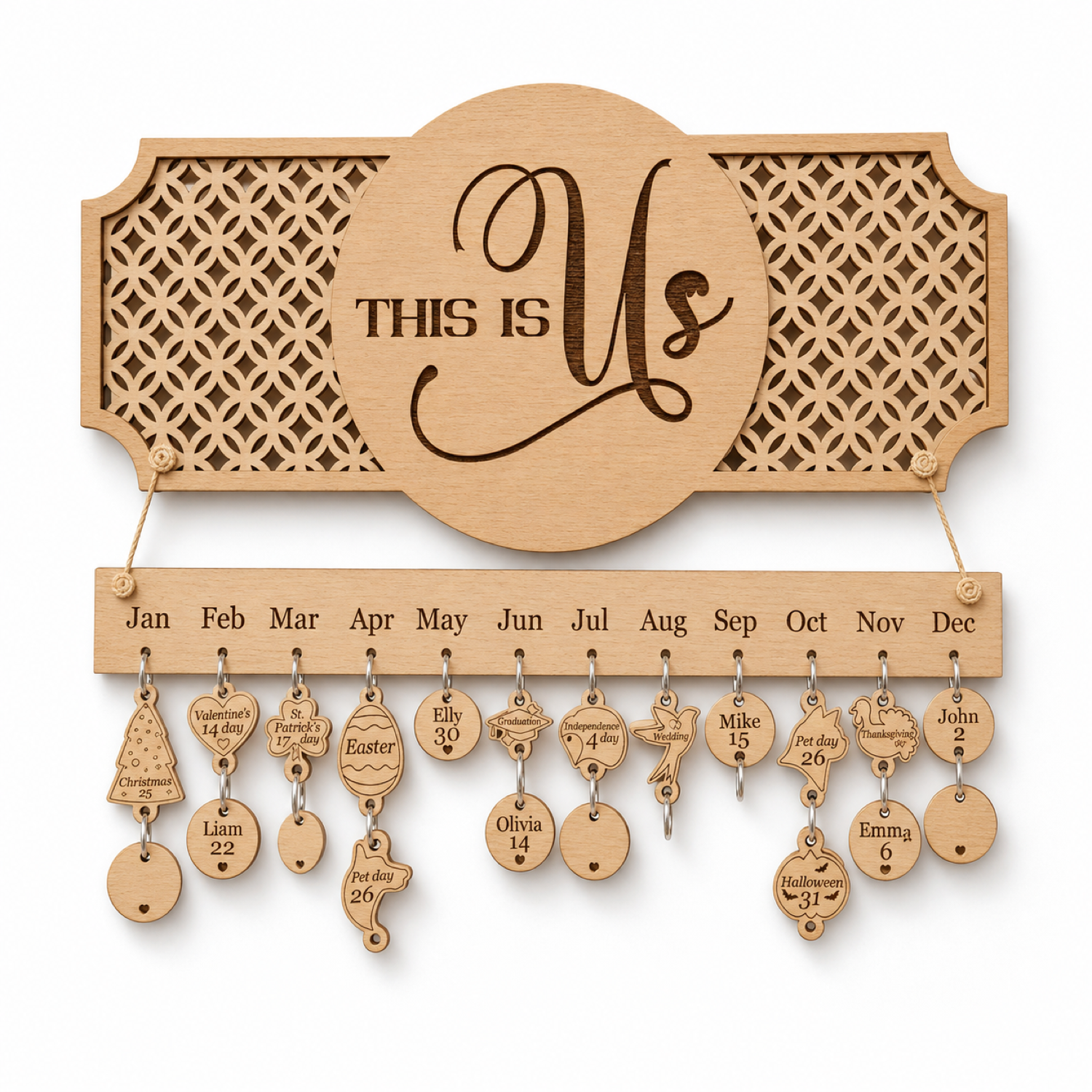Family Birthdays Wall Calendar Laser Cut