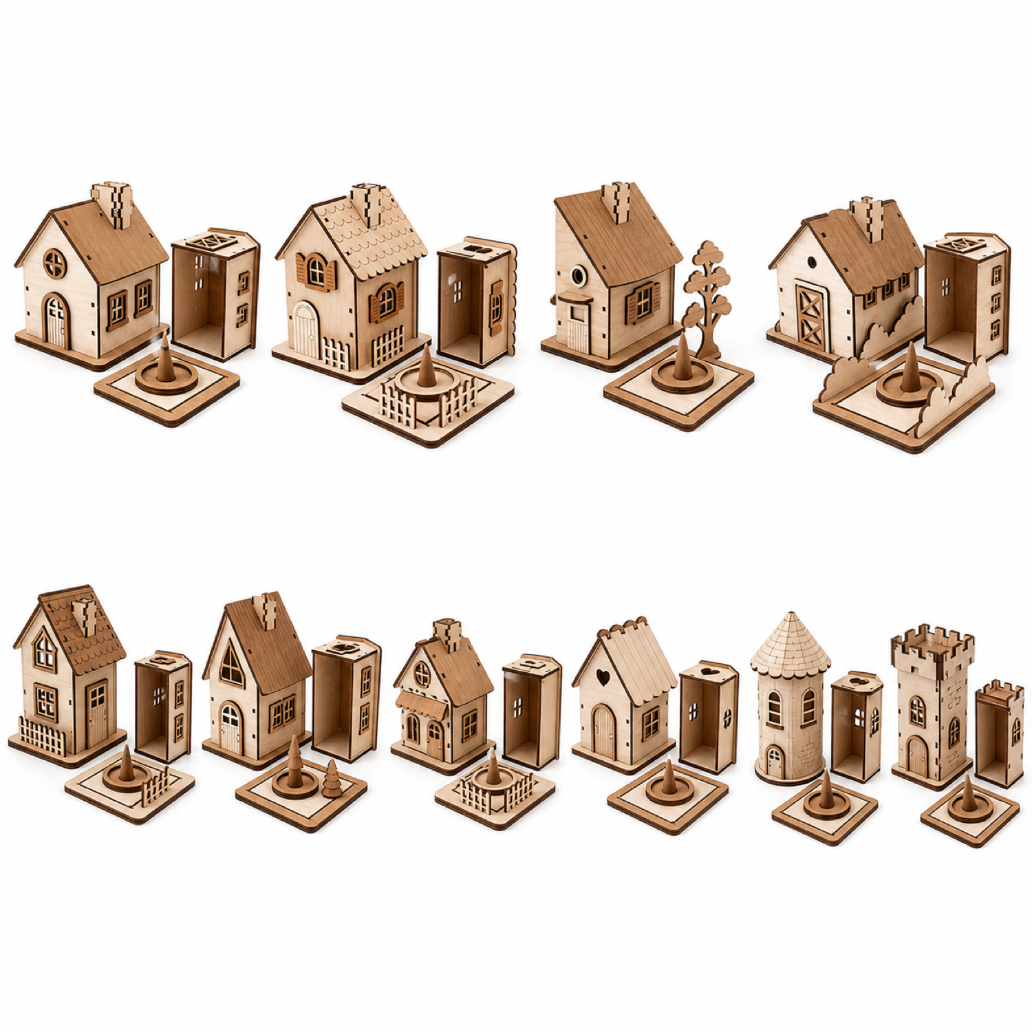 3D Incense Houses Bundle Laser Cut