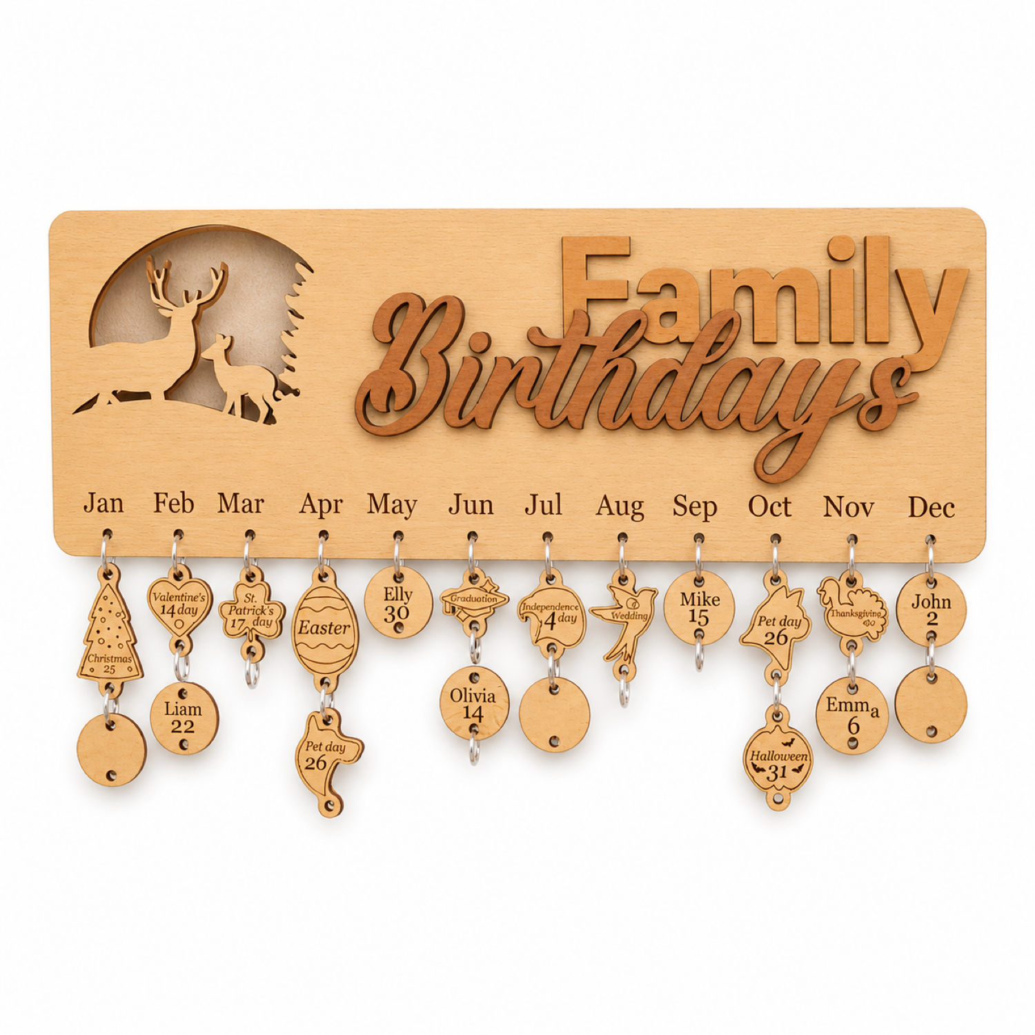 Family Birthdays Calendar Laser Cut |CNC