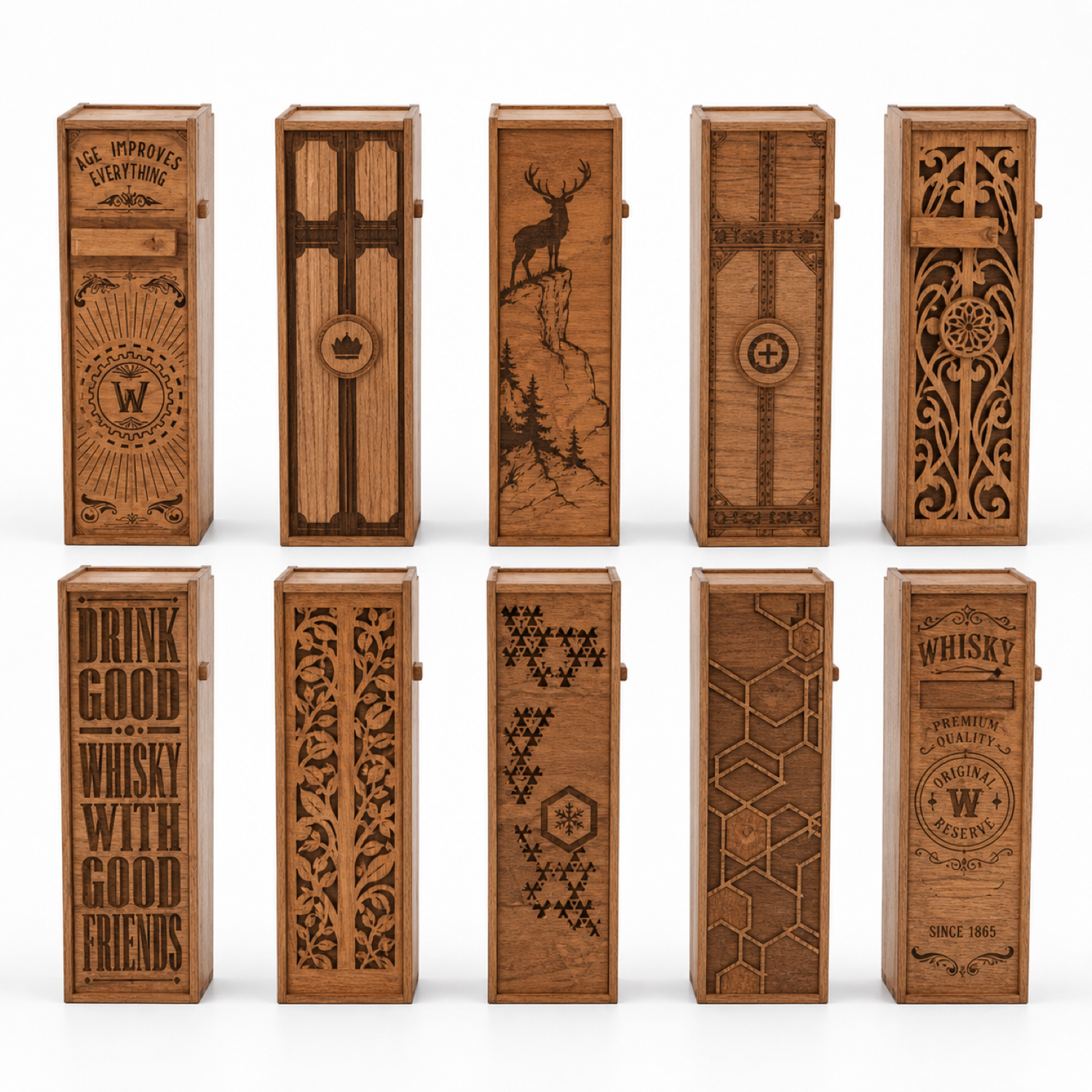 Whiskey Gift Boxes Laser Cut Bundle |CNC