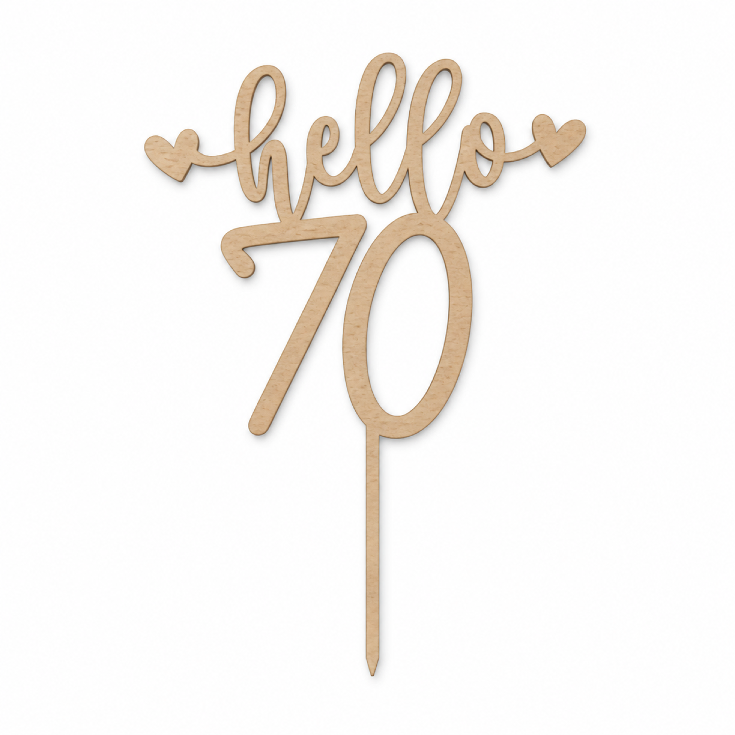 Hello 70 Birthday Cake Topper Laser Cut