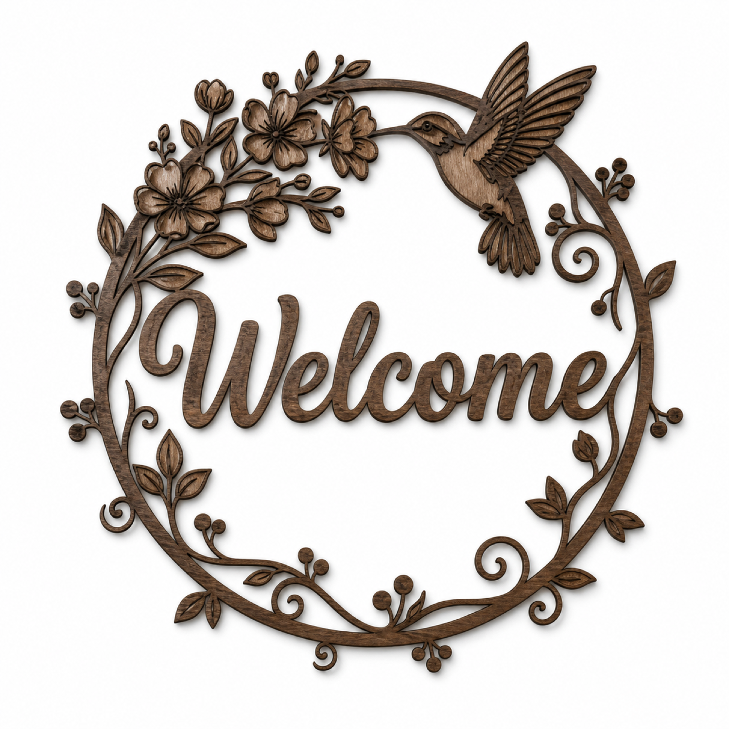 Hummingbird Welcome Sign Laser Cut Svg